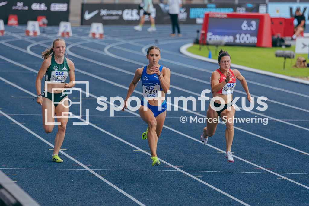 Deutsche Meisterschaften der Frauen und Männer 2026 | Jolina Ernst, TV Wattenscheid 01, 100-Meter-Lauf, Vorlauf, Deutsche Meisterschaften der Frauen und Männer 2026, Lohrheidestadion Bochum-Wattenscheid, 25.07.2026. Foto: Marcel Schwering / sportimfokus - Realisiert mit Pictrs.com