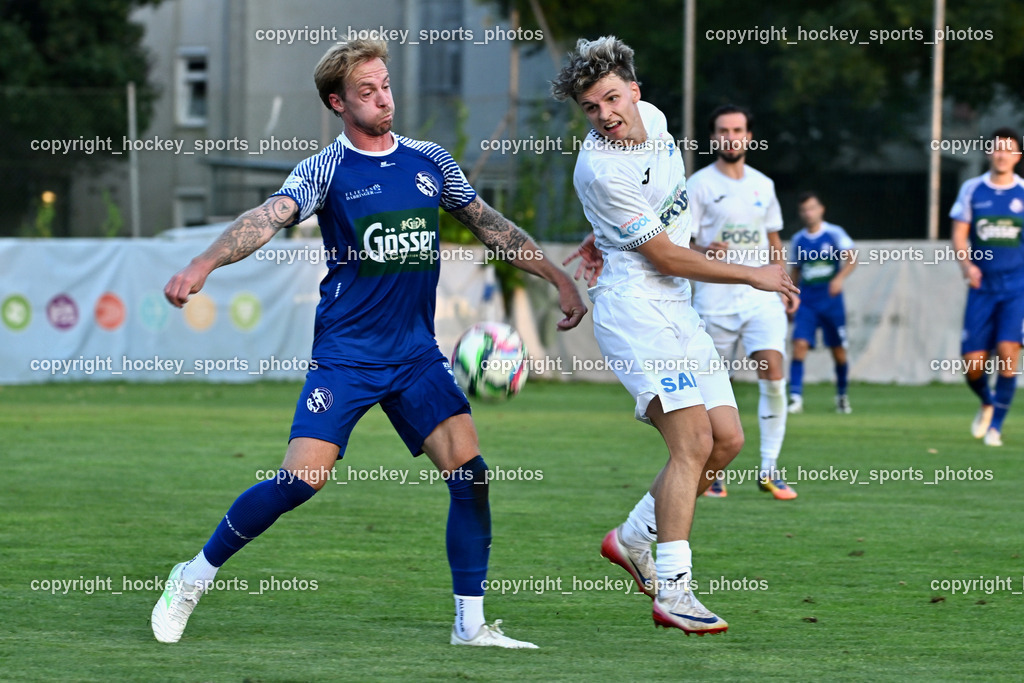 SAK vs. SV Dellach Gail | #14 Michael Sternig SV Dellach Gail, #10 Nando Lupar SAK, SAK vs. SV Dellach Gail, SAK vs. SV Dellach Gail am 14.08.2025 in Klagenfurt (Sportpark Welzenegg), Austria, (Photo by Bernd Stefan)