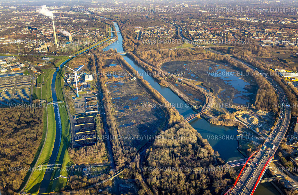 Essen230201798 | Luftbild, Hafen Bottrop Stadtgrenze Essen, Kohlenlager am Rhein-Herne-Kanal, Sturmhof, Welheim, Bottrop, Ruhrgebiet, Nordrhein-Westfalen, Deutschland