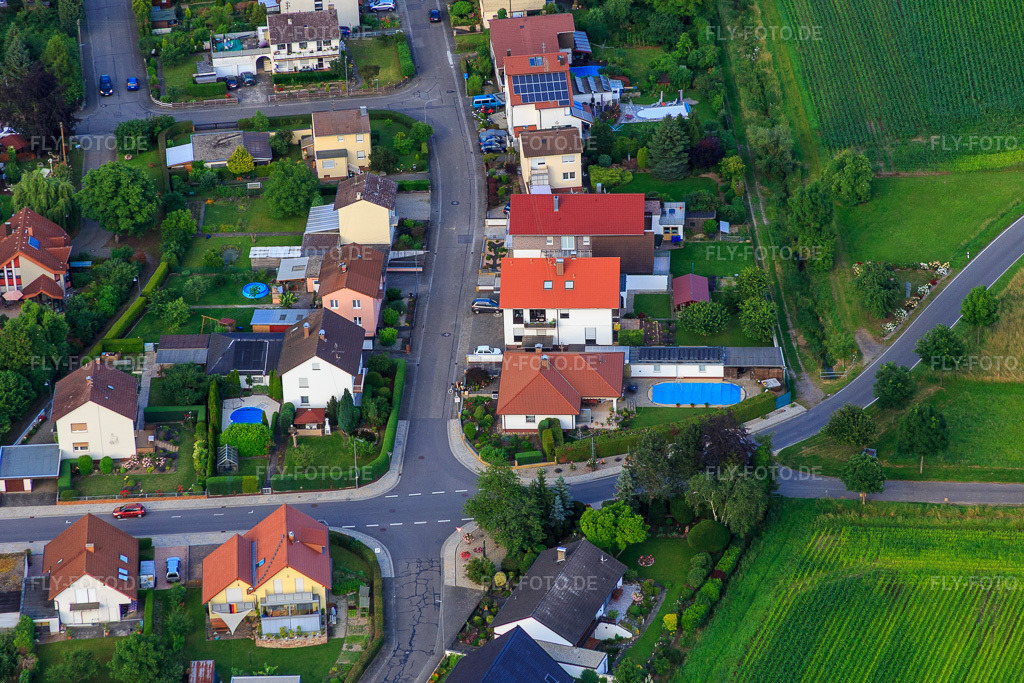 Luftbild: Am Flachsbach in Minfeld im Bundesland Rheinland-Pfalz in Deutschland. Foto: IMG_090276.jpg vom 26.06.2016 durch Werner Riehm/FLY-FOTO.de