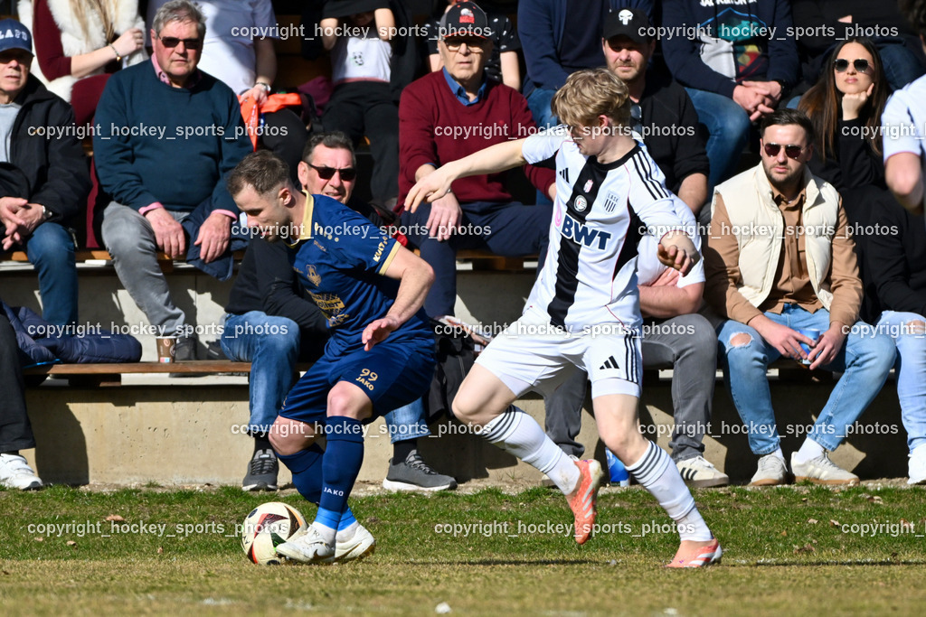 ATUS Velden vs. SPG LASK Amateure OÖ | #99 Benjamin Mulahalilovic ATUS Velden, #14 Jonas Ilk LASK Amateure, ATUS Velden vs. SPG LASK Amateure OÖ, ATUS Velden vs. SPG LASK Amateure OÖ am 07.03.2026 in Velden (Wald Arena Velden), Austria, (Photo by Bernd Stefan)