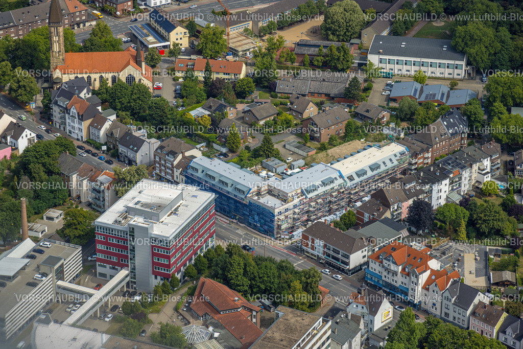 Hamm250701080Mitte | Luftbild, Seniorencampus Baustelle mit Neubau und Fassadengerüst, Werler Straße gegenüber EVK evang. Krankenhaus, Mitte, Hamm, Ruhrgebiet, Nordrhein-Westfalen, Deutschland
