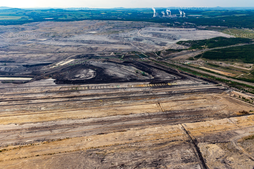 Aerial view: Opencast brown coal mine 
