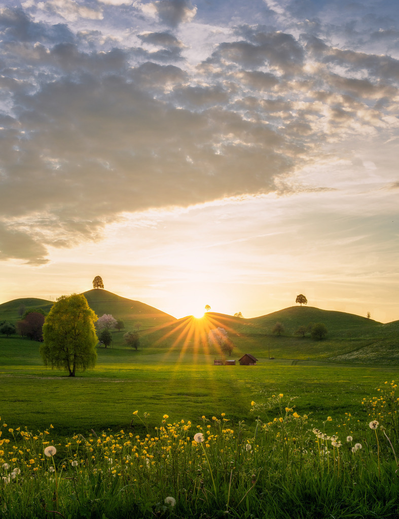 The Hills 3 | Sonnenuntergang Moränenhügel Hochformat - Realisiert mit Pictrs.com