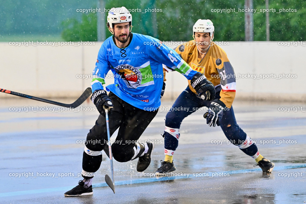 ASKÖ Ballhockey Villach vs. VAS Ballhockey | #47 Kohlmaier Luca, #11 Potocnik Luca, ASKÖ Ballhockey Villach vs. VAS Ballhockey, ASKÖ Ballhockey Villach vs. VAS Ballhockey am 08.05.2024 in Villach (Sportplatz Landskron), Austria, (Photo by Bernd Stefan)