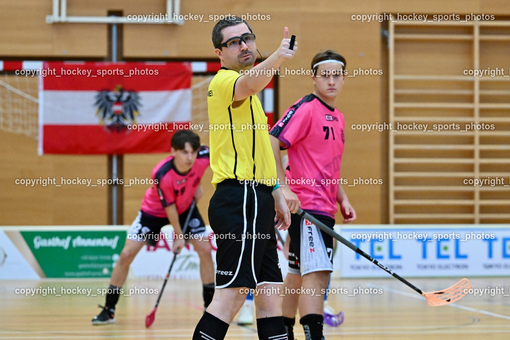 VSV Unihockey vs. Wiener Floorballferein 6.4.2024 | Alexander Gruber Referee, VSV Unihockey vs. Wiener Floorballferein 6.4.2024, VSV Unihockey vs. Wiener Floorballferein  am 06.04.2024 in Villach (Ballspielhalle St. Martin), Austria, (Photo by Bernd Stefan)