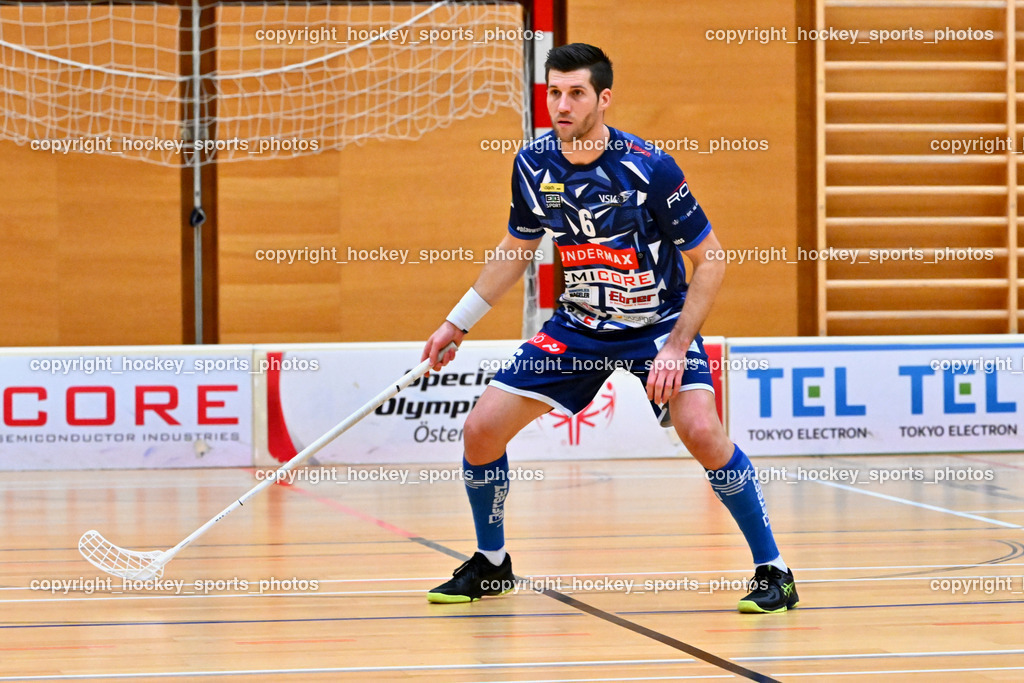 VSV Unihockey vs. SZPK Floorball | #6 Timo Schmid VSV Unihockey, VSV Unihockey vs. SZPK Floorball, VSV Unihockey vs. SZPK Floorball am 23.11.2024 in Villach (Ballspielhalle St. Martin), Austria, (Photo by Bernd Stefan)