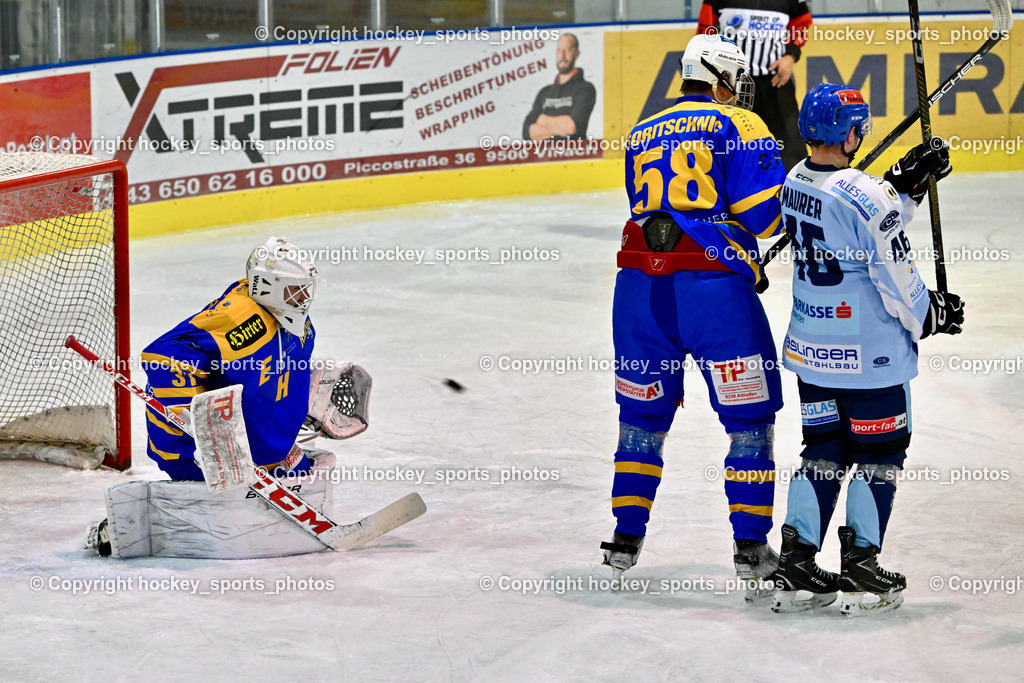 ESC Steindorf vs. EHC Althofen 4.11.2023 | #31 Horn Fabian, #58 Goritschnig Martin, #46 Maurer Julian