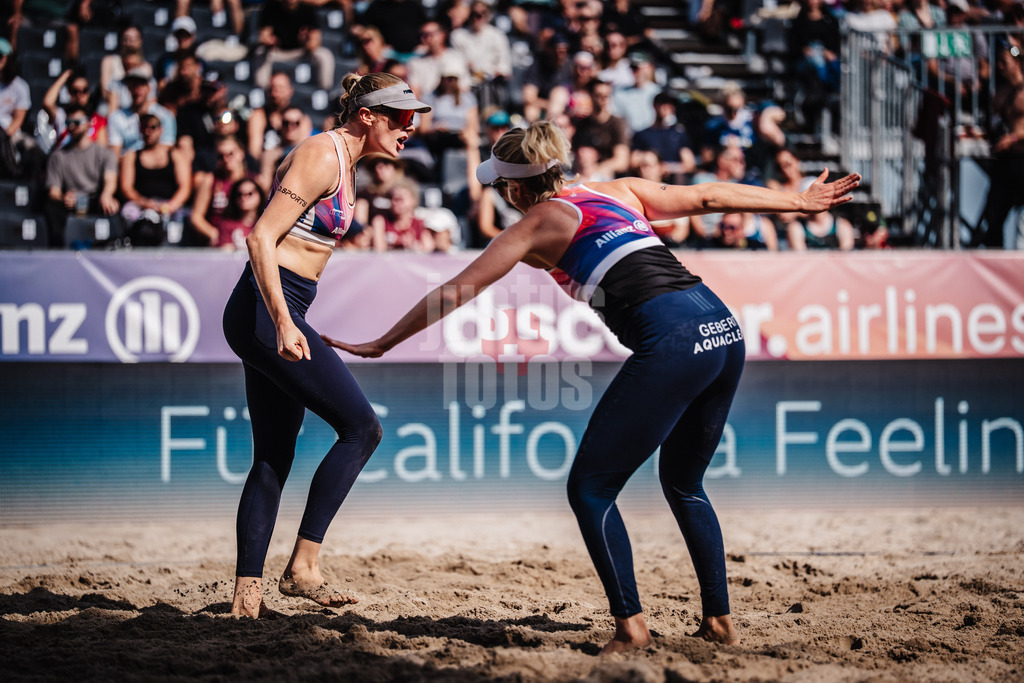 Beachvolleyball | Frauen | Deutsche Meisterschaften 2025 Timmendorfer Strand | 05.09.2025 | v.l. Marie Schieder und Karla Borger jubeln