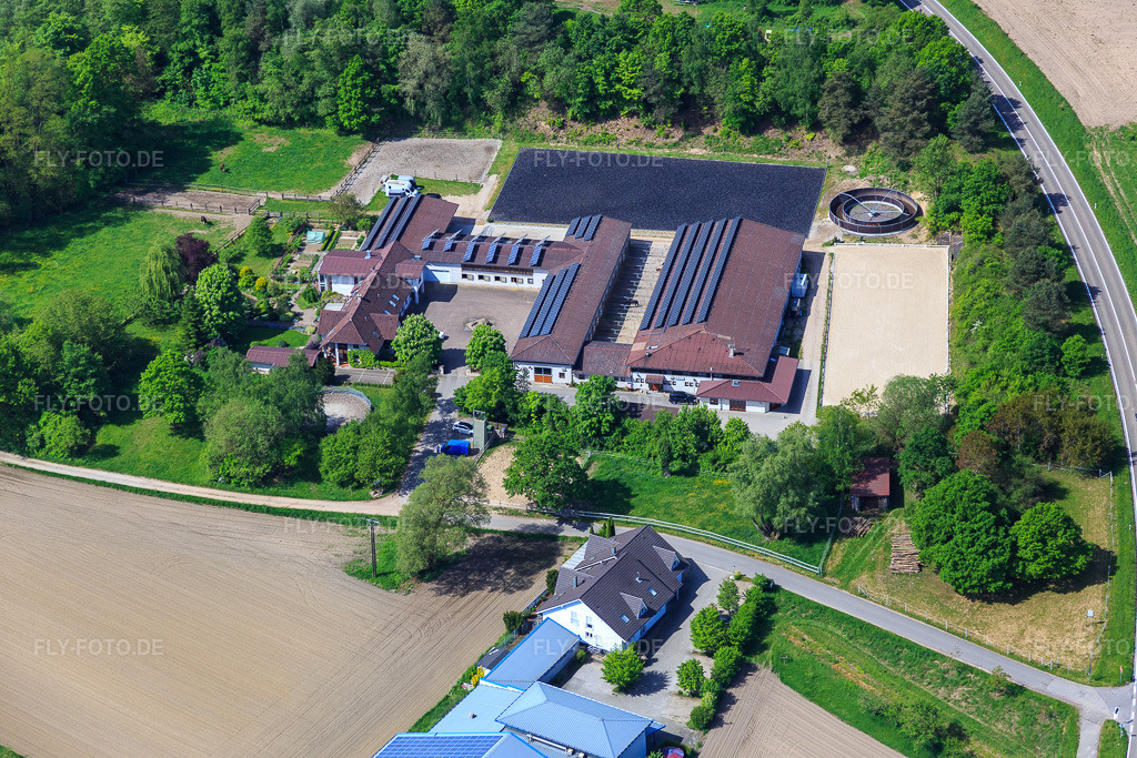 Luftbild: Pferdepension in Hagenbach im Bundesland Rheinland-Pfalz in Deutschland. Foto: IMG_078467.jpg vom 08.05.2015 durch Werner Riehm/FLY-FOTO.de