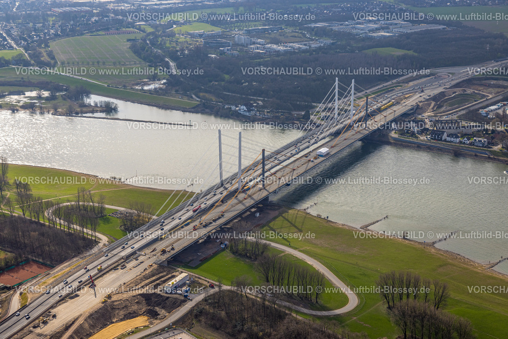 Duisburg240304367 | Luftbild, Rheinbrücke Neuenkamp und Fluss Rhein, Neuenkamp, Duisburg, Ruhrgebiet, Nordrhein-Westfalen, Deutschland, Duisburg-N