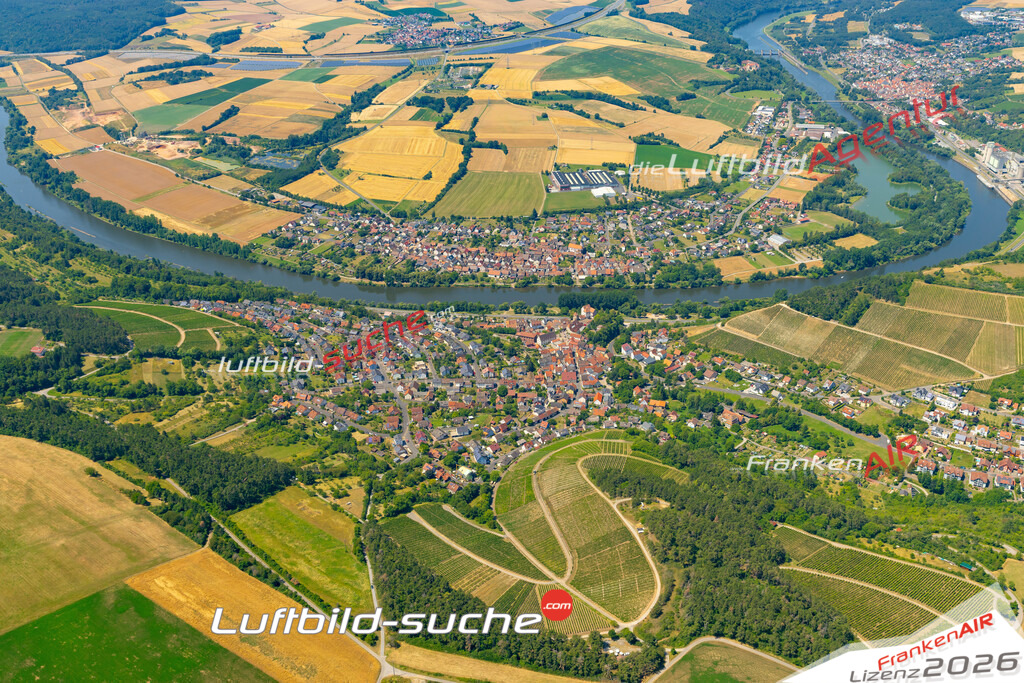Das Luftbild zeigt : Homburg am Main Triefenstein - Die Luftaufnahme wurde 2023 vom UL-Flugzeug aus erstellt ( keine Drohne ) - Hochauflösende Luftaufnahme - Für grossformatige Ausdrucke geeignet. Die Geschenkidee !Mit Lizenz und Bildrechte bestellbar