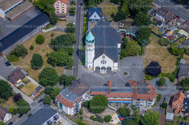 Castrop-Rauxel220706353 | Luftbild, kath. Kirche St. Josef, Habinghorst, Castrop-Rauxel, Ruhrgebiet, Nordrhein-Westfalen, Deutschland