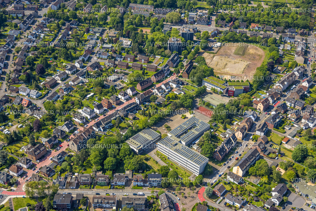 Bottrop230509625 | Luftbild, Baustelle Neustraße Ecke Westring, ehem. Sportplatz, Josef-Albers-Gymnasium, Süd-West, Bottrop, Ruhrgebiet, Nordrhein-Westfalen, Deutschland