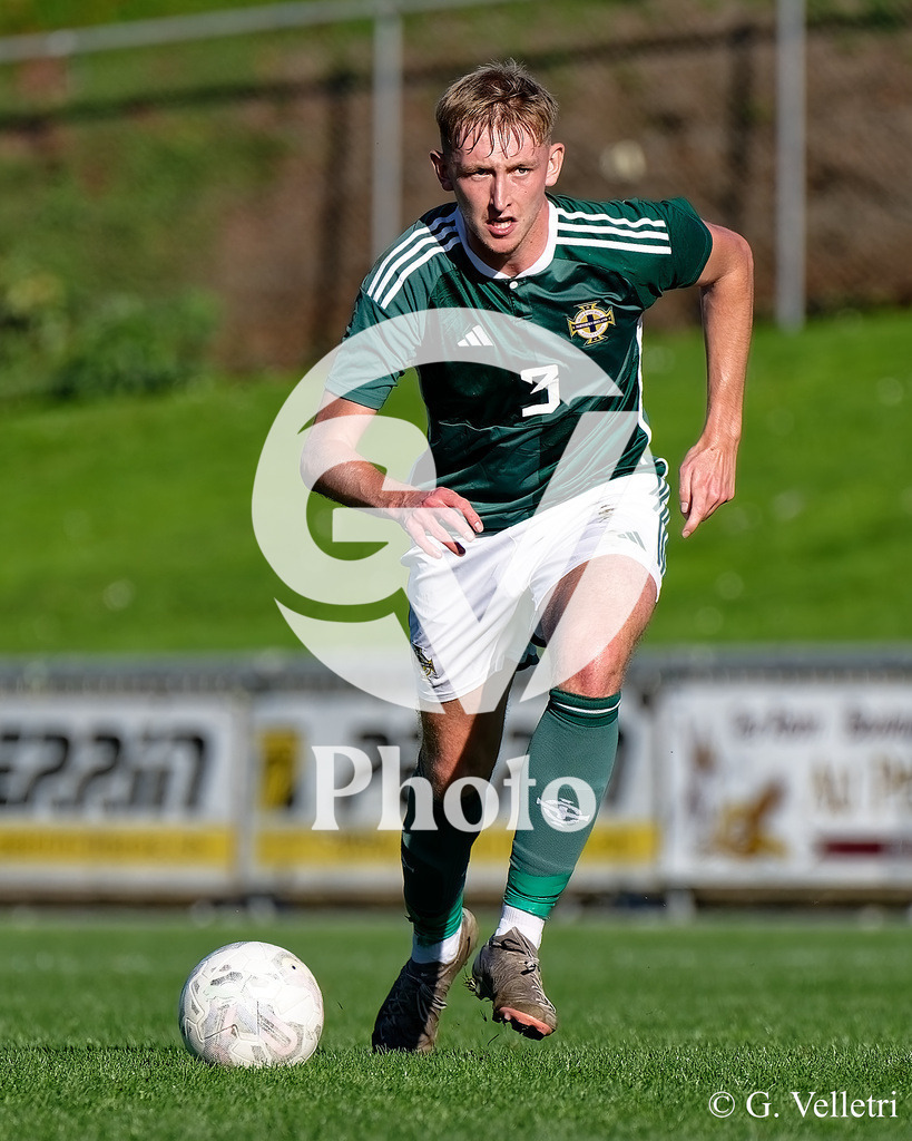 UEFA Region's Cup - NI Western Region v Vaud | Niall Fielding (3 NI Western Region) in action (close up) during the UEFA Region's Cup game between NI Western Region and Vaud at Centre Sportif de Colovray in Nyon, Switzerland 