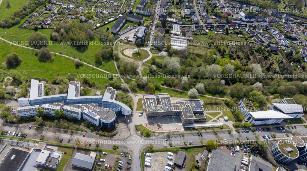 Witten230402350-Pano | Luftbild, Universität Witten Herdecke, Campus Bibliothek in Holzbauweise, Annen, Witten, Ruhrgebiet, Nordrhein-Westfalen, Deutschland