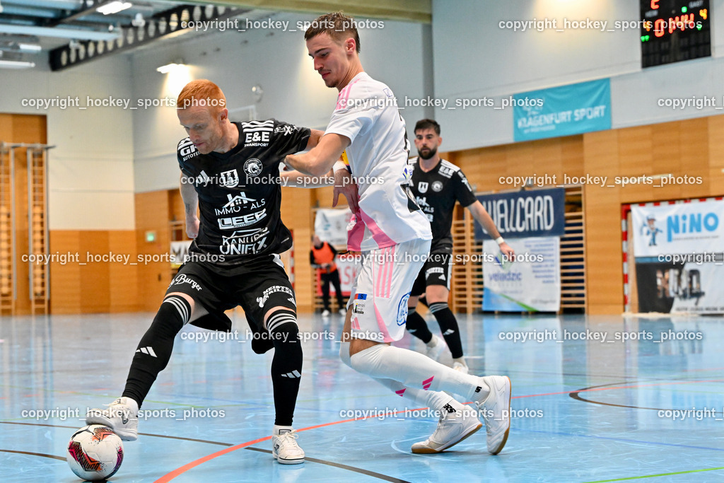 Carinthia Flamengo Futsal Club vs. FC Ljuti Krajisnici | #27 Adnan Hodzic FC Ljuti Krajisnici, #2 Faris Buljubasic Carinthia Flamengo, Carinthia Flamengo Futsal Club vs. FC Ljuti Krajisnici, Carinthia Flamengo Fusal Club vs. FC Ljuti Krajisnici am 12.10.2025 in Klagenfurt (Ballspielhalle Viktring), Austria, (Photo by Bernd Stefan)