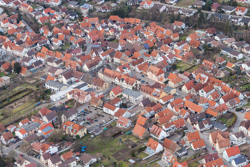 Luftbild: Ortsteil Mingolsheim im Ortsteil Bad Mingolsheim in Bad Schönborn im Bundesland Baden-Württemberg in Deutschland. Foto: IMG_24731.jpg vom 27.02.2010 durch Werner Riehm/FLY-FOTO.de