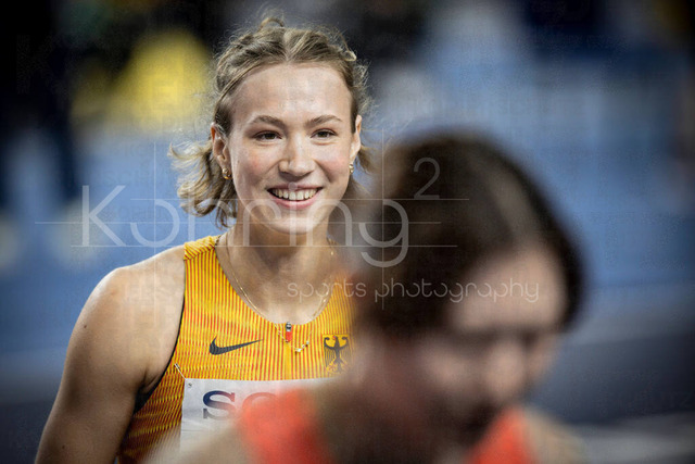 World Athletics Indoor Championships Kujawy Pomorze 26, 22.03.2026 | TORUN, POLAND - MARCH 22:  Marlene MEIER (GER) celebrates to reach the 60m hurdles final during the World Athletics Indoor Championships Kujawy Pomorze 26 on day 3 / session 2 at Kujawsko-Pomorska Arena Torun on March 22, 2026 in Torun, Poland. 