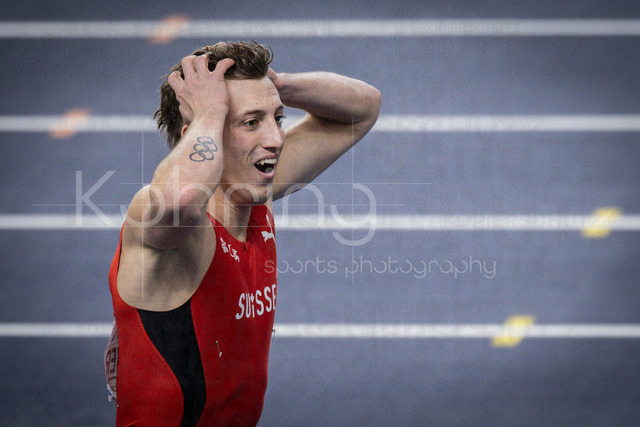 World Athletics Indoor Championships Kujawy Pomorze 26, 21.03.2026 | TORUN, POLAND - MARCH 21: Simon EHAMMER (SUI) celebrating after a world’s best in the men's 60m hurdles of the heptathlon during the World Athletics Indoor Championships Kujawy Pomorze 26 on day 2 / session 1 at Kujawsko-Pomorska Arena Torun on March 21, 2026 in Torun, Poland. 