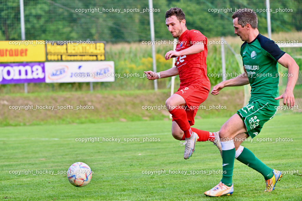 FC Lendorf vs. SC St.Veit | #9 Julian Brandstätter St.Veit, #9 Christian Kautz FC Lendorf, FC Lendorf vs. SC St.Veit, FC Lendorf vs. SC St.Veit am 17.08.2024 in Lendorf (Thomas Morgenstern-Arena), Austria, (Photo by Bernd Stefan)
