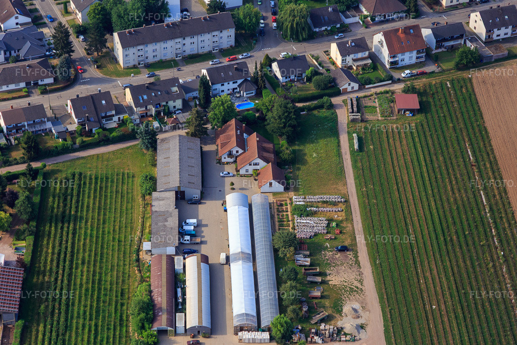 Luftbild: Biohof Kugelmann in Kandel im Bundesland Rheinland-Pfalz in Deutschland. Foto: IMG_108978.jpg vom 15.07.2018 durch Werner Riehm/FLY-FOTO.deÜber uns - Biozyklisch-Veganer Anbau