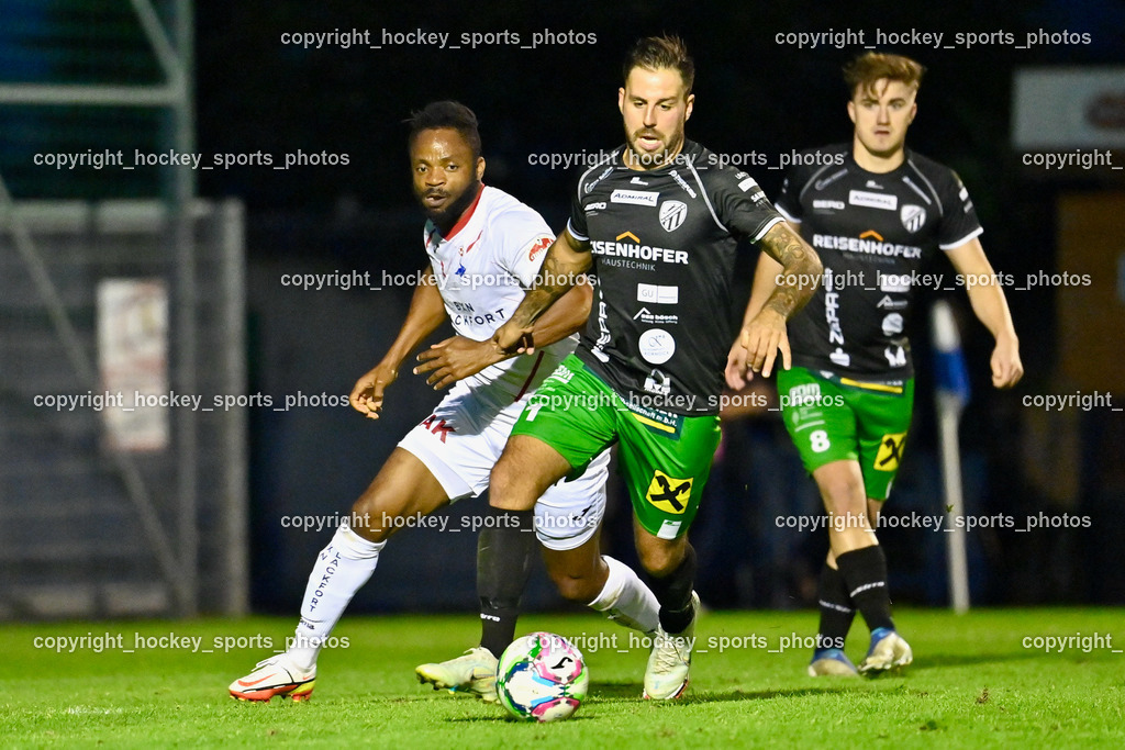 SAK Klagenfurt vs. FC Gleisdorf 09 2.9.2022 | #7 Christoph Gschiel, #11 Thomas Wotolen, #77 Ogochukwu Prince Akpomudia