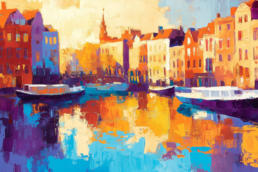 2412015 - Amsterdam | Fantasievolle Amsterdam Impression im Stil eines modernen Gemäldes.