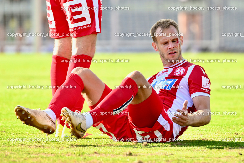 ATUS Velden vs. GAK | #4 Martin Kreuzriegler GAK, Blut, Cut, ATUS Velden vs. GAK, ATUS Velden vs. GAK am 26.07.2024 in Villach (Stadion Lind), Austria, (Photo by Bernd Stefan)