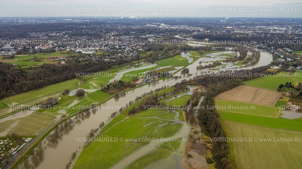 Muelheim231202966Ruhr | Luftbild, Ruhrhochwasser, Weihnachtshochwasser 2023, starke Regenfälle,  Menden und Ickten, Mülheim an der Ruhr, Ruhrgebiet, Nordrhein-Westfalen, Deutschland
