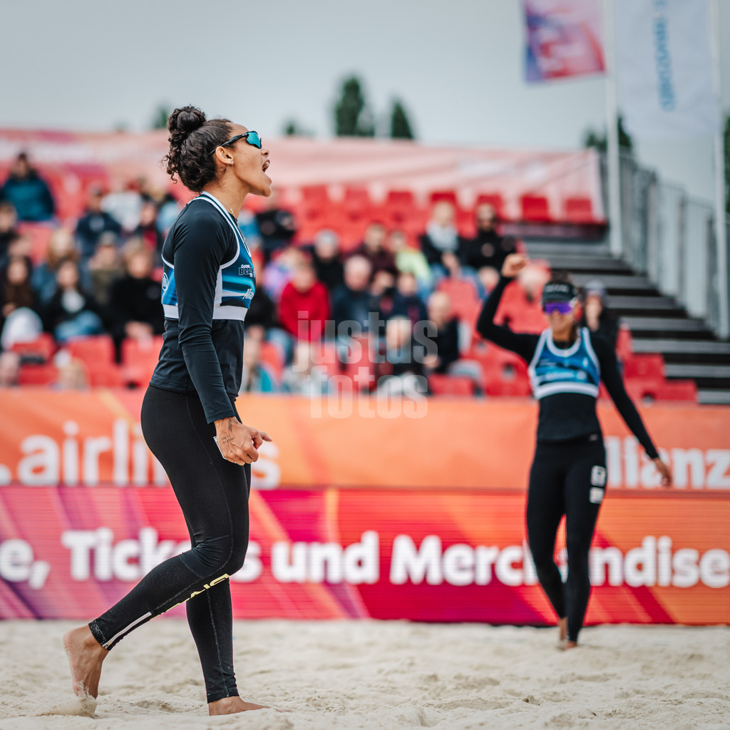 Beachvolleyball | Frauen | German Beach Tour 2024 | Tourstop Bremen | 07.06.2024 | Thainara Mylena Feitosa de Oliveira (BRA) jubelt