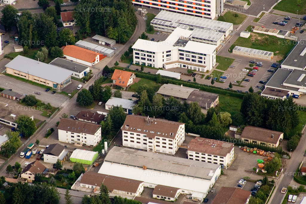 Luftbild: Ittersbach, Industriegebiet im Ortsteil Im Stockmädle in Karlsbad im Bundesland Baden-Württemberg in Deutschland. Foto: IMG_12475.jpg vom 05.08.2008 durch Werner Riehm/FLY-FOTO.de
