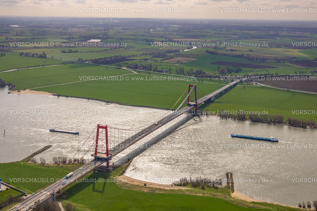 Emmerich230300183 | Luftbild, Rheinbrücke Emmerich, Fluss Rhein, Emmerich am Rhein, Niederrhein, Nordrhein-Westfalen, Deutschland