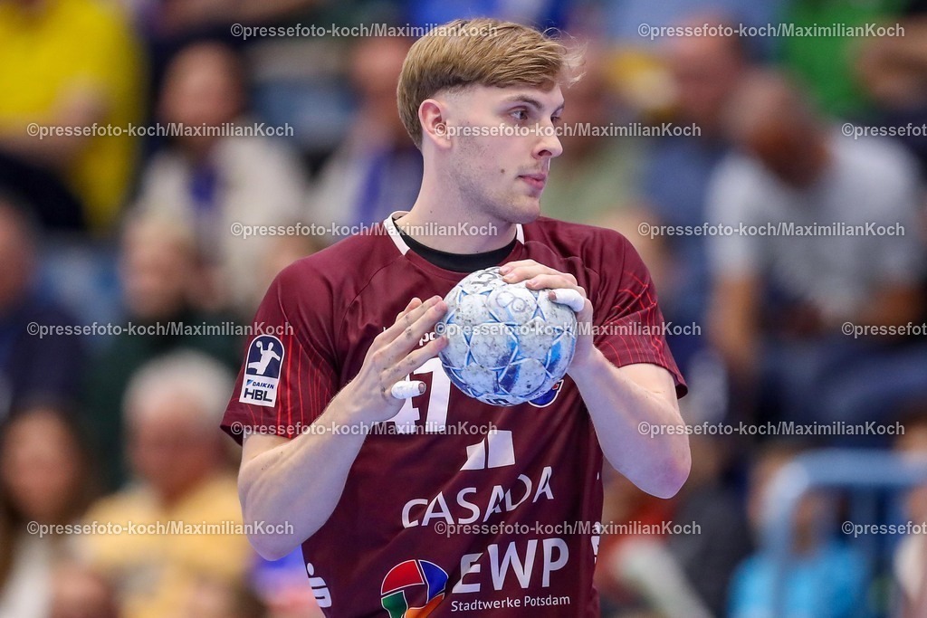 Gum25042501067 | 25.04.2025, Handball, HBL, VfL Gummersbach - 1. VfL Potsdam, Schwalbe-Arena: Dustin Kraus (VfL Potsdam #47) 