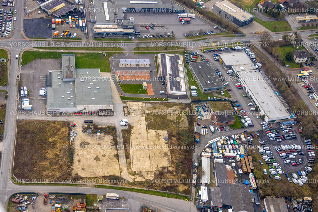 Werl240308269 | Luftbild, Gewerbegebiet Neuwerk und Hammer Straße mit Brachfläche, Werk POLYGON Deutschland GmbH Wasserschadensanierung, Autohaus Wilhelm Jonas GmbH, Werl, Nordrhein-Westfalen, Deutschland