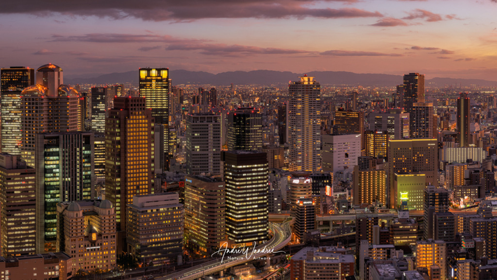 Osaka am Abend (16:9) | Andre Wandrei - Nature Artworx - Realisiert mit Pictrs.com