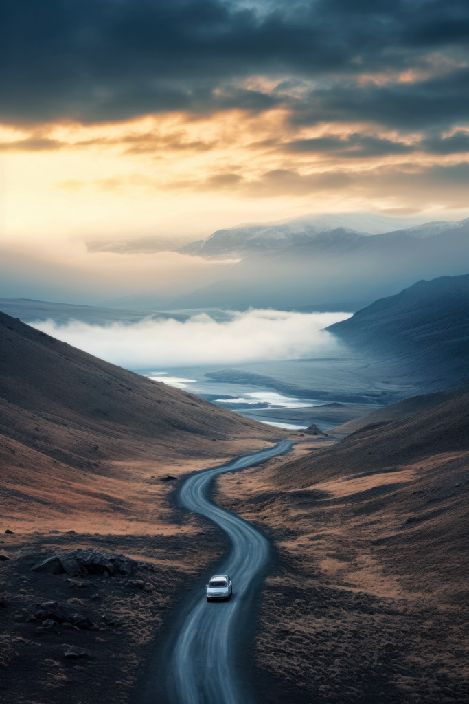 2308072 - Einsames Auto | Beeindruckendes Motiv eines Pickup auf einer einsamen Straße.
