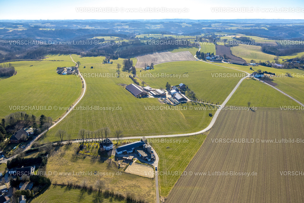 Breckerfeld250303073 | Luftbild, Kotten In der Sylbach und landwirtschaftlicher Hof Wittenstein an der Landesstraße L699 mit Wiesen und Feldern, Altenbreckerfeld, Breckerfeld, Ruhrgebiet, Nordrhein-Westfalen, Deutschland