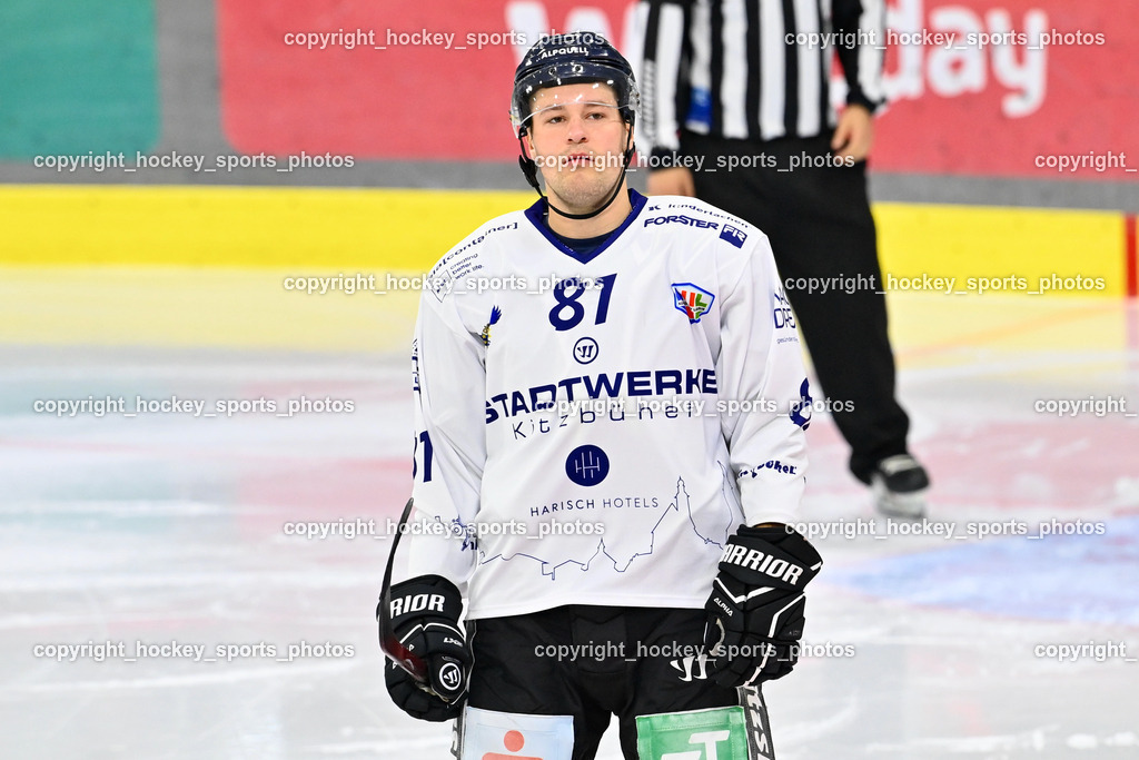 EC KAC Future Team vs. Die Adler Kitzbühl 7.10.2023 | #81 Schröder Wilhelm EC Kitzbühel, EC KAC Future Team vs. Die Adler Kitzbühl 7.10.2023, EC KAC Future Team vs. Die Adler Kitzbühl am 07.10.2023 in Klagenfurt (Messehalle Klagenfurt), Austria, (Photo by Bernd Stefan)