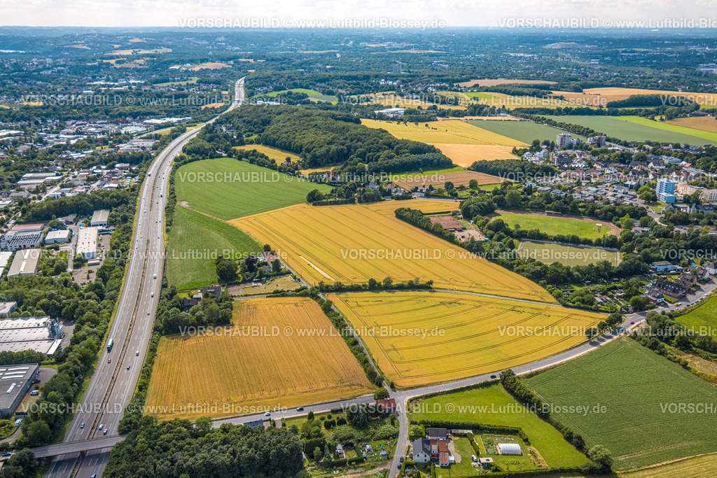 Witten230700957 | Luftbild, Vöckenberg Wiesen und Felder, Autobahn A44, Annen, Witten, Ruhrgebiet, Nordrhein-Westfalen, Deutschland