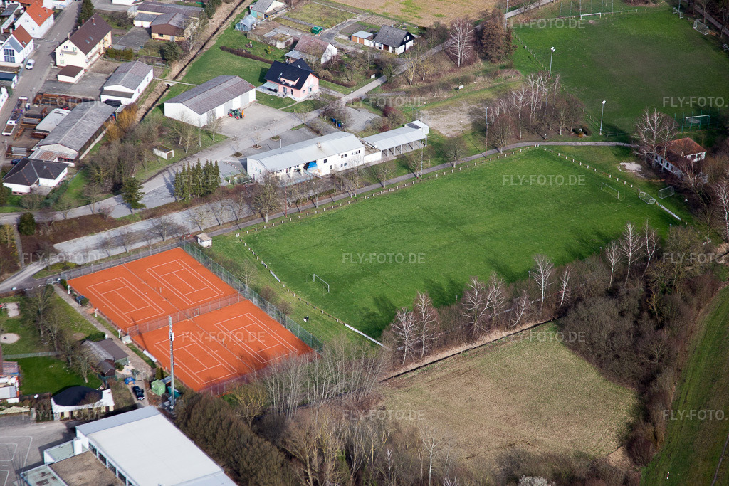 Luftbild: TC SW Russheim im Ortsteil Rußheim in Dettenheim im Bundesland Baden-Württemberg in Deutschland. Foto: IMG_086213.jpg vom 26.02.2016 durch Werner Riehm/FLY-FOTO.de