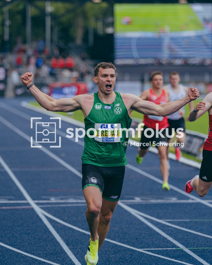 Deutsche Meisterschaften der Frauen und Männer 2026 | Jean Paul Bredau, VfL Wolfsburg, 400-Meter-Lauf, FinaleDeutsche Meisterschaften der Frauen und Männer 2026, Lohrheidestadion Bochum-Wattenscheid, 26.07.2026. Foto: Marcel Schwering / sportimfokus - Realisiert mit Pictrs.com