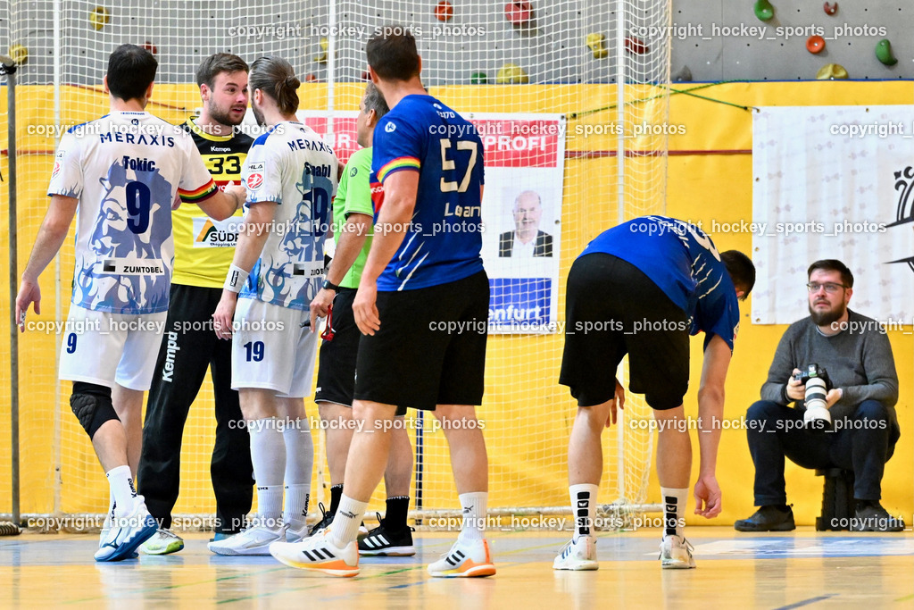 SC Ferlach vs. ALPA HC Hard | #9 Tokic Ante HC Hard, #33 STRIEBNIG Florian SC Ferlach, #19 SCHNABL Nico HC Hard, SC Ferlach vs. ALPA HC Hard, SC Ferlach vs. ALPA HC Hard am 30.04.2024 in Ferlach (Ballspielhalle Ferlach), Austria, (Photo by Bernd Stefan)