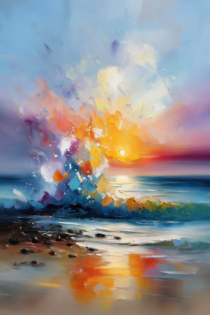 2601017 - Meeresbrandung | Eine hoch aufschäumende Welle als modernes Wandbild im Gemäldestil.