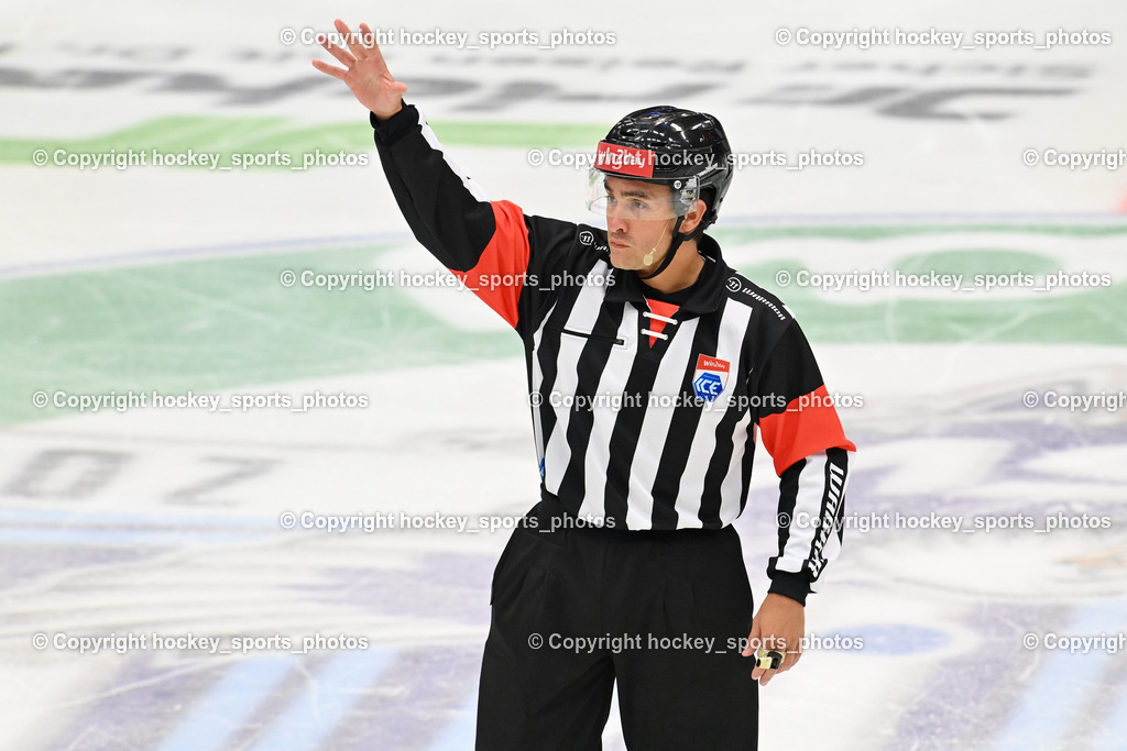 EC IDM Wärmepumpen VSV vs. HC Pustertal 8.10.2023 | OFNER CHRISTIAN Referee, EC IDM Wärmepumpen VSV vs. HC Pustertal 8.10.2023, EC IDM Wärmepumpen VSV vs. HC Pustertal am 08.10.2023 in Villach (Stadthalle Villach), Austria, (Photo by Bernd Stefan)