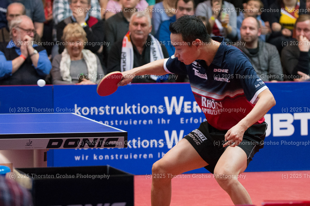 TTBL TTC Fulda-Maberzell vs. Borussia Duesseldorf | Xi WANG (TTC RhoenSprudel Fulda-Maberzell); TTBL TTC Fulda-Maberzell vs. Borussia Duesseldorf, Tischtennis-Bundesliga - 12. Spieltag am 21.01.2018 in der Hubtex Arena in Fulda, (Deutschland) - Realisiert mit Pictrs.com