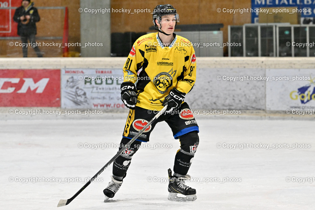EC Hornets Spittal vs. USC Piraten Velden 18.2.2024 | #81 Sivec Peter Paul EC Hornets Spittal, EC Hornets Spittal vs. USC Piraten Velden 18.2.2024, EC Hornets Spittal vs. USC Piraten Velden 18.2.2024 am 18.02.2024 in Spittal an der Drau (Eissportzentrum Spittal), Austria, (Photo by Bernd Stefan)