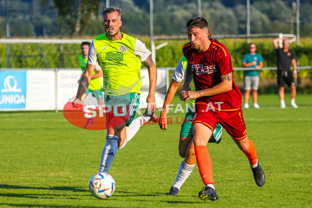 ASKÖ Wölfnitz - WSG Radenthein 2-2, Unterliga West | Zan Poglajen (ASKÖ Wölfnitz #9) Denis Sme (WSG Radenthein #5) ASKÖ Wölfnitz - WSG Radenthein 2-2 am 20.08.2023 in Wölfnitz
(Sportplatz), Austria, (Photo by Ernst Krawagner sport-fan.at) - Realisiert mit Pictrs.com