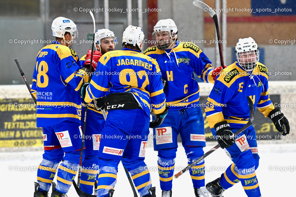 EC Spittal Hornets vs. EHC Althofen 6.1.2024 | Jubel EHC Althofen Mannschaft, #18 Isopp Maximilian, #92 Jagarinec Jakob, #63 Hammerle Simon, #23 Kurath
