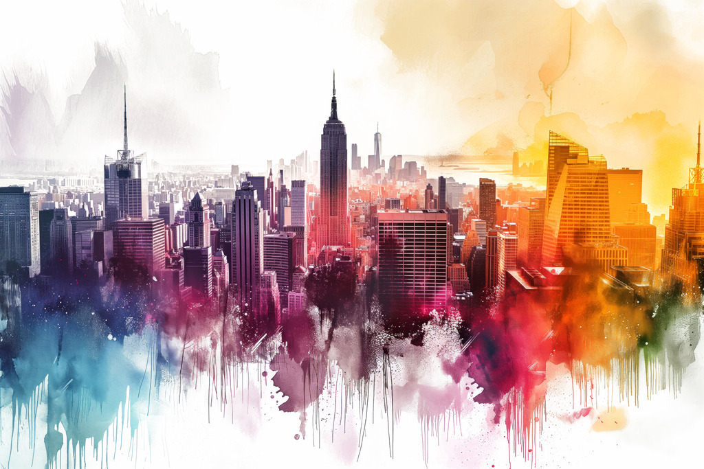 2401003 - Manhattan Pop-Art | Blick über Manhattan im Stil einer abstrakten Pop-Art Illustration